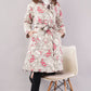 Reversible Quilted Cotton Robe – Beige Floral & Checkered Neutral Belted Loungewear