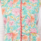 Reversible Quilted Cotton Vest – Turquoise & Peach Floral Sleeveless Jacket with Pockets