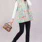 Reversible Quilted Cotton Vest – Turquoise & Peach Floral Sleeveless Jacket with Pockets