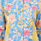 Reversible Quilted Cotton Coat – Dark Blue & Multicolor Floral Long Jacket with Contrast Lining
