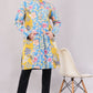Reversible Quilted Cotton Coat – Dark Blue & Multicolor Floral Long Jacket with Contrast Lining