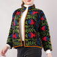Embroidered Black Cotton Jacket – Vibrant Floral Motif & Folk-Inspired Artisan Outerwear