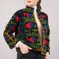 Embroidered Black Cotton Jacket – Vibrant Floral Motif & Folk-Inspired Artisan Outerwear