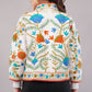 Suzani Velvet Embroidered Jacket – Botanical Motif  White Multicolor  Artisan Handmade Luxury