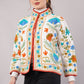 Suzani Velvet Embroidered Jacket – Botanical Motif  White Multicolor  Artisan Handmade Luxury
