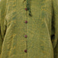 Green Textured Cotton Jacket with Hoodie Pullover & Toggle Buttons – Outerwear