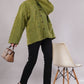 Green Textured Cotton Jacket with Hoodie Pullover & Toggle Buttons – Outerwear