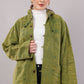 Green Textured Cotton Jacket with Hoodie Pullover & Toggle Buttons – Outerwear