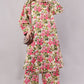 Women’s Floral Printed Co-Ord Set – Long Button-Down Shirt & Wide-Leg Pants Two-Piece Outfit