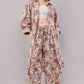 Women Botanical Floral Co-ord Set - 2-Piece Longline Button-Down Tunic & Wide Leg Trousers