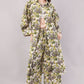Women Botanical Floral Co-ord Set - 2-Piece Longline Button-Down Tunic & Wide Leg Trousers