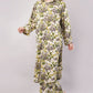 Women Botanical Floral Co-ord Set - 2-Piece Longline Button-Down Tunic & Wide Leg Trousers