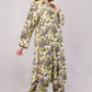 Women Botanical Floral Co-ord Set - 2-Piece Longline Button-Down Tunic & Wide Leg Trousers