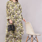 Women Botanical Floral Co-ord Set - 2-Piece Longline Button-Down Tunic & Wide Leg Trousers