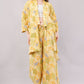 Yellow Floral Kimono Co-ord Set with Wide Leg Trousers – 2-Piece Summer Loungewear