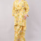 Yellow Floral Kimono Co-ord Set with Wide Leg Trousers – 2-Piece Summer Loungewear