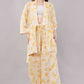 Yellow Floral Print 2-Piece Co-ord Set with Kimono Shrug and Wide Leg Trousers
