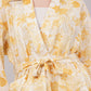 Yellow Floral Print 2-Piece Co-ord Set with Kimono Shrug and Wide Leg Trousers