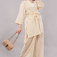 Yellow Floral Ditsy Print 2-Piece Co-ord Set with Kimono Shrug and Palazzo Pants