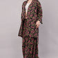 Floral Print Cotton Kimono Jacket & Palazzo Set - 2-Piece Bohemian Co-ord
