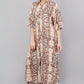 Animal Print Cotton Co-ord Set - Longline Button-Down Shirt & Wide Leg Trousers - Earthy Brown Animal Print Two-Piece Set - Modern Safari Loungewear