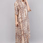 Animal Print Cotton Co-ord Set - Longline Button-Down Shirt & Wide Leg Trousers - Earthy Brown Animal Print Two-Piece Set - Modern Safari Loungewear