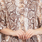 Animal Print Cotton Co-ord Set - Longline Button-Down Shirt & Wide Leg Trousers - Earthy Brown Animal Print Two-Piece Set - Modern Safari Loungewear