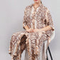 Animal Print Cotton Co-ord Set - Longline Button-Down Shirt & Wide Leg Trousers - Earthy Brown Animal Print Two-Piece Set - Modern Safari Loungewear