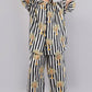 Black & White Striped Palm Print Co-Ord Set for Women – Relaxed Fit Shirt & Palazzo Pants