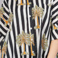 Black & White Striped Palm Print Co-Ord Set for Women – Relaxed Fit Shirt & Palazzo Pants