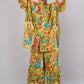 Yellow Frida Kahlo Artistic Print Co-Ord Set for Women | Relaxed Fit Shirt & Wide-Leg Pants