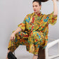 Yellow Frida Kahlo Artistic Print Co-Ord Set for Women | Relaxed Fit Shirt & Wide-Leg Pants