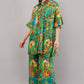 Frida Kahlo Inspired Graphic Print Green Co-ord Set | Relaxed Fit Shirt & Wide-Leg Trousers