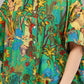 Frida Kahlo Inspired Graphic Print Green Co-ord Set | Relaxed Fit Shirt & Wide-Leg Trousers