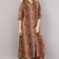 Women's Leopard Print Brown Co-ord Set | Longline Button-Down Shirt & Wide-Leg Pants
