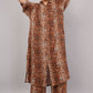 Women's Leopard Print Brown Co-ord Set | Longline Button-Down Shirt & Wide-Leg Pants
