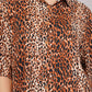 Women's Leopard Print Brown Co-ord Set | Longline Button-Down Shirt & Wide-Leg Pants