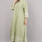 Green Ethnic Print Co-ord Set | Longline Tunic Shirt with Embroidery