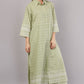 Green Ethnic Print Co-ord Set | Longline Tunic Shirt with Embroidery