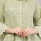 Green Ethnic Print Co-ord Set | Longline Tunic Shirt with Embroidery