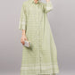 Green Ethnic Print Co-ord Set | Longline Tunic Shirt with Embroidery