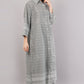 Charcoal Grey Ethnic Print Co-ord Set | Longline Tunic & Embroidered Wide-Leg Pants