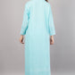 Sky Blue Ethnic Print Co-ord Set | Longline Tunic Shirt with Embroidery