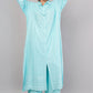 Sky Blue Ethnic Print Co-ord Set | Longline Tunic Shirt with Embroidery