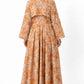 Orange floral dress with a matching hijab on a white background